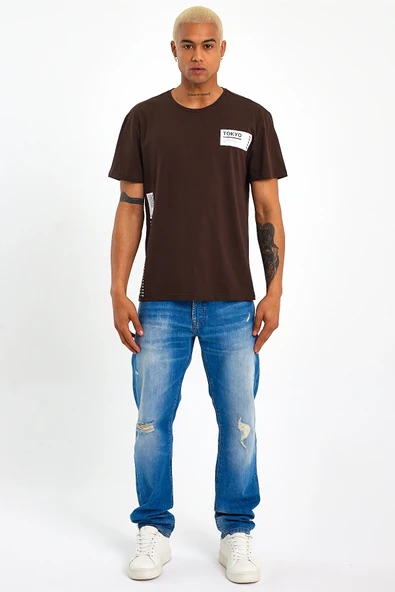 Süperlife Erkek Bisiklet Yaka Regular Fit Tokyo Baskılı Tişort SPR23ts303