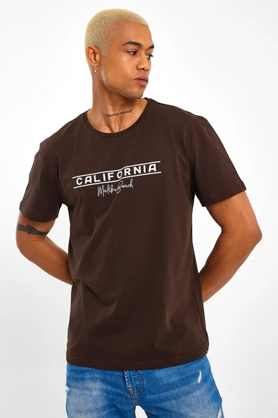 Süperlife Erkek Bisiklet Yaka Regular Fit Californıa Baskılı Tişort SPR23ts304 - 6