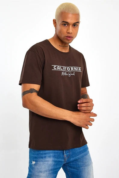 Süperlife Erkek Bisiklet Yaka Regular Fit Californıa Baskılı Tişort SPR23ts304 - 8