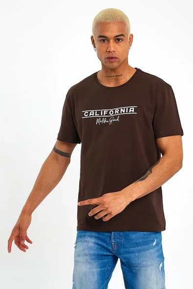 Süperlife Erkek Bisiklet Yaka Regular Fit Californıa Baskılı Tişort SPR23ts304 - 4