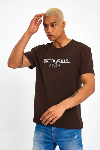 Süperlife Erkek Bisiklet Yaka Regular Fit Californıa Baskılı Tişort SPR23ts304 - 9