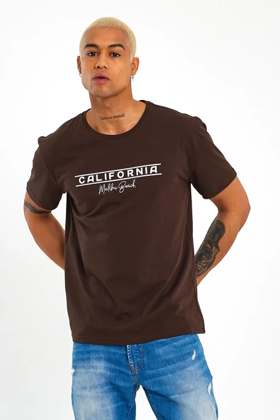 Süperlife Erkek Bisiklet Yaka Regular Fit Californıa Baskılı Tişort SPR23ts304 - 5