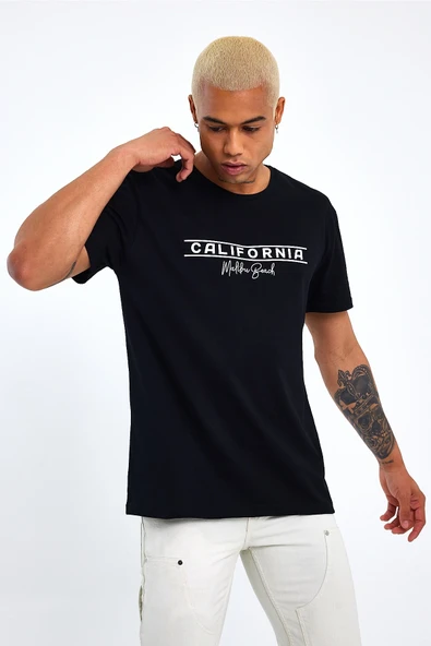 Süperlife Erkek Bisiklet Yaka Regular Fit Californıa Baskılı Tişort SPR23ts304 - 8