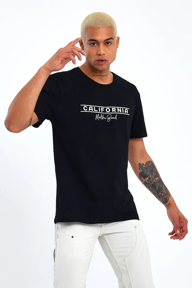 Süperlife Erkek Bisiklet Yaka Regular Fit Californıa Baskılı Tişort SPR23ts304 - 2