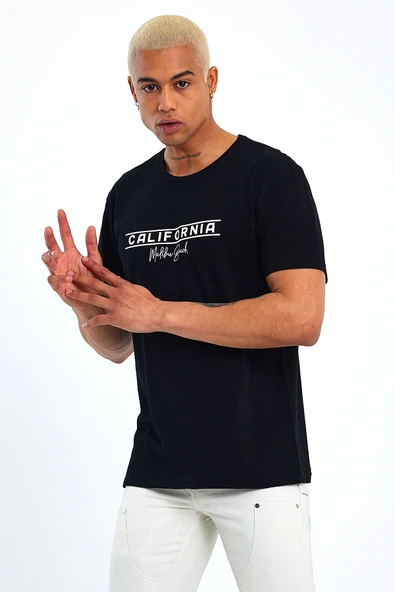 Süperlife Erkek Bisiklet Yaka Regular Fit Californıa Baskılı Tişort SPR23ts304 - 4