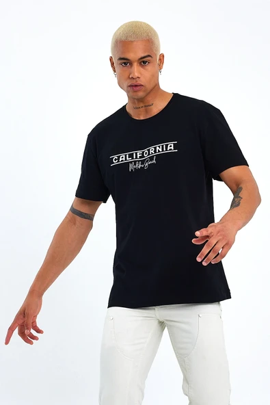 Süperlife Erkek Bisiklet Yaka Regular Fit Californıa Baskılı Tişort SPR23ts304 - 5