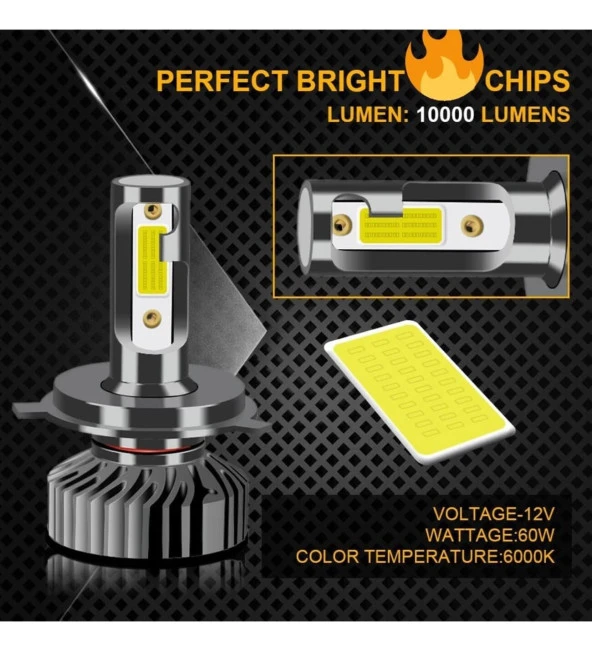 2 Adet H7 Mini Led Xenon Bulut Teknolojisi 70W 10000LM 6500K Yüksek Güç - 5