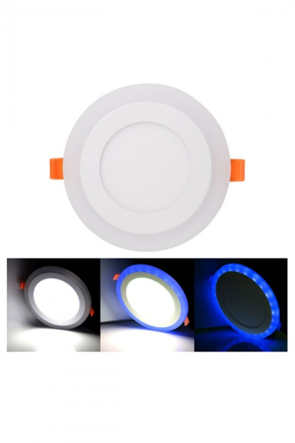 2 Adet Hero Çift Renkli Led Panel 3+3 Watt Mavi-Beyaz İki Renkli Tavan Spot Lambası - 5