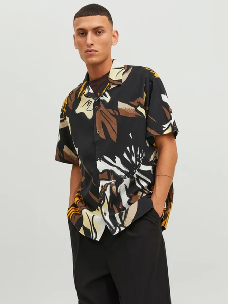 JACK JONES Erkek Rahat Kesim Kısa Kollu Desenli Gömlek 12233544