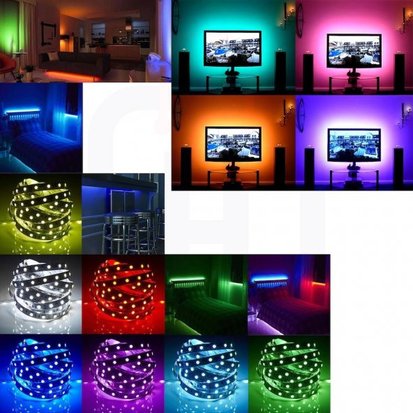 Renkli RGB Şerit LED Kendinden Trafolu Renk Değiştiren Kumandalı Rgb Animasyonlu Şerit LED - 2