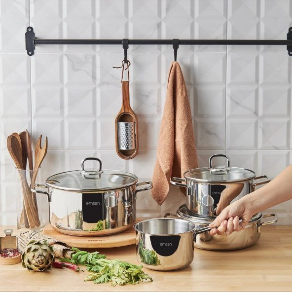 Emsan Cocinero 7 Parça Çelik Tencere Seti