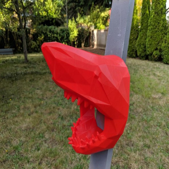 Duvar (Büyük) İçin Düşük Poli Köpekbalığı Kafası Plastik Aparat - 2