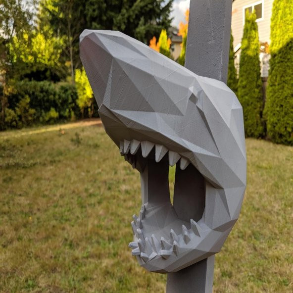 Duvar (Büyük) İçin Düşük Poli Köpekbalığı Kafası Plastik Aparat - 12