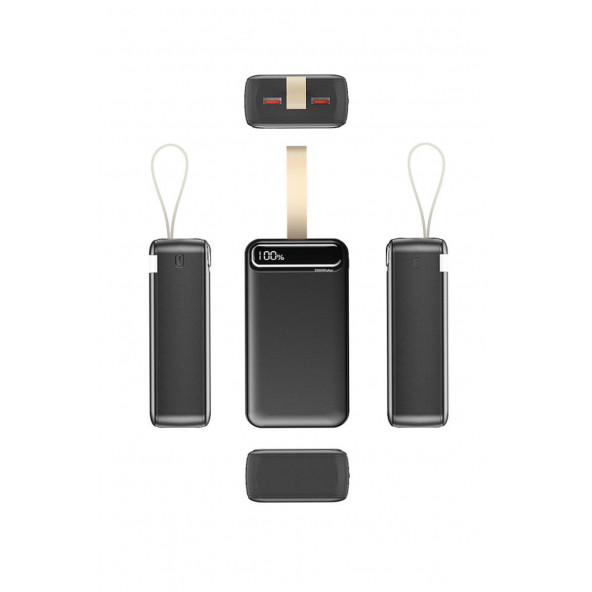 30,000 mAh Led Aydınlatmalı Dijital Göstergeli  2xUSB Çıkışlı Powerbank - 2