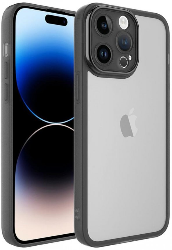 Apple iPhone 14 Pro Max Kılıf Metal Kamera Korumalı Transparan Renkli Kapak