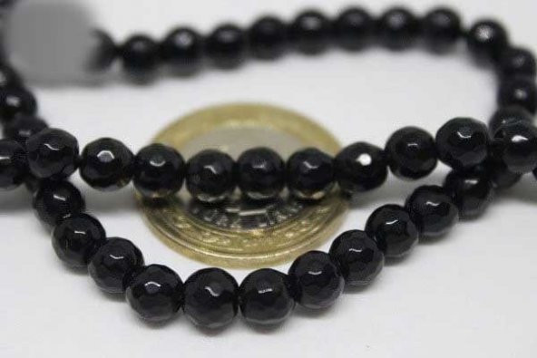 Onix (Oniks) Taşı Faset Kesim Parlak 6mm/adet - Resim 6