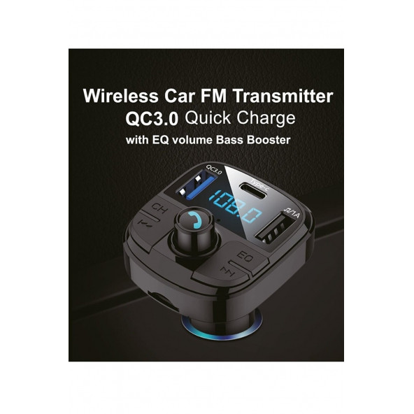 Bluetooth Araç Kiti Pd 3,0 Hızlı Araç Şarjı Mp3 Player Fm Transmitter - 2