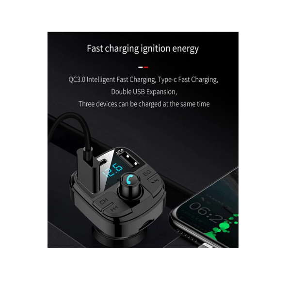 Bluetooth Araç Kiti Pd 3,0 Hızlı Araç Şarjı Mp3 Player Fm Transmitter - 4