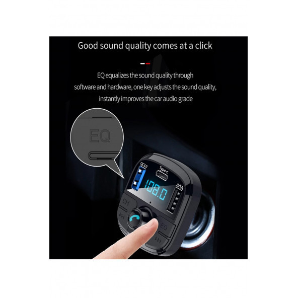 Bluetooth Araç Kiti Pd 3,0 Hızlı Araç Şarjı Mp3 Player Fm Transmitter - 5