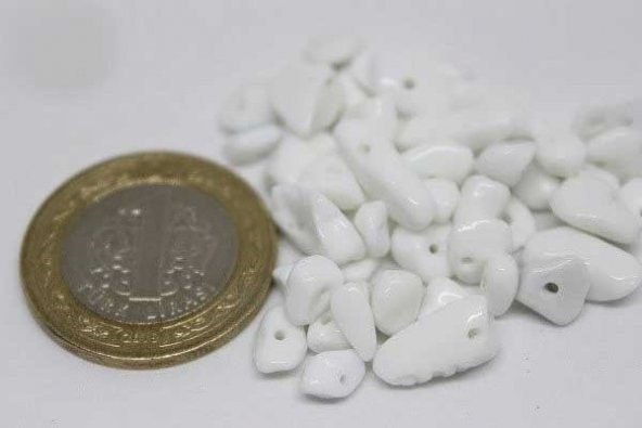 Delikli Beyaz Kuvars Taşı Mini Boy 50 adet - Resim 2
