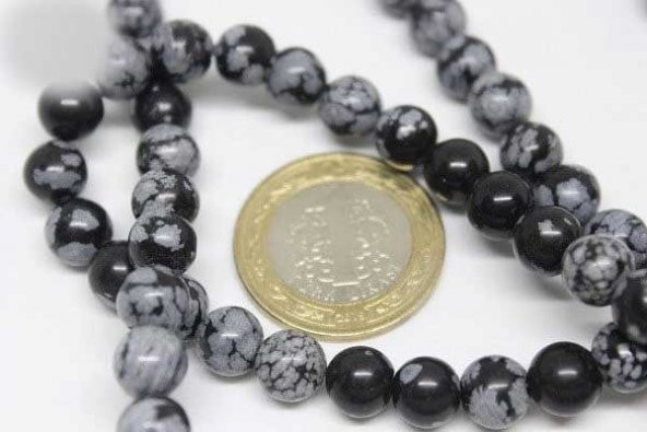 Kar Tanesi Obsidyen Taşı 8mm/adet - Resim 6