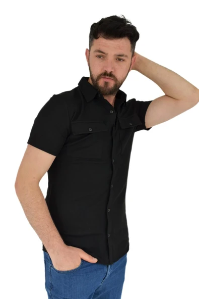 Erkek Polo Yaka Cepli Dügmeli Tişört Waffle 2362 BGL-ST02798 - Resim 12