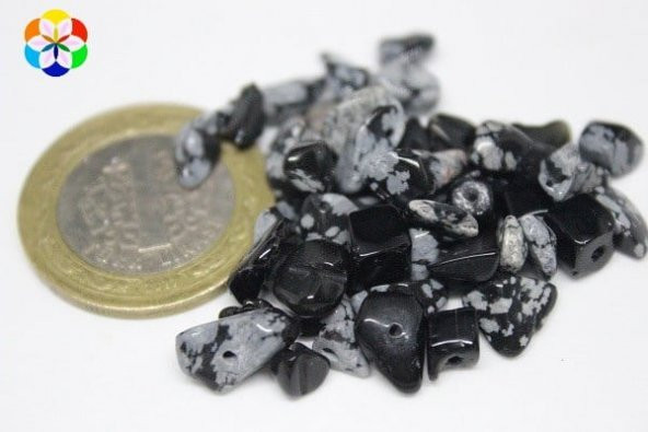 Delikli Kar Tanesi Obsidyen Taşı Mini Boy 50 adet