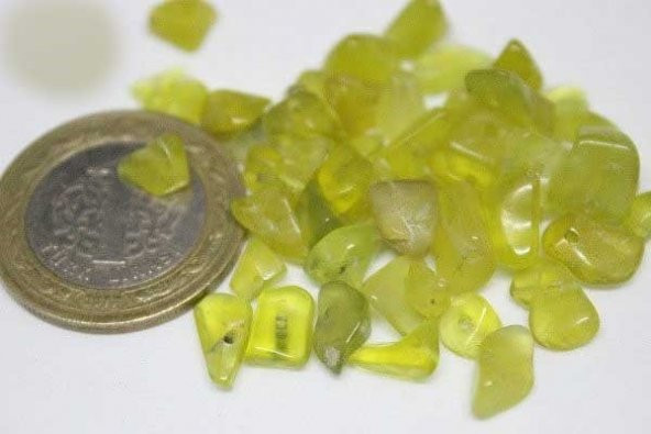Delikli Peridot (Zebercet) Taşı Mini Boy 50 adet - Resim 2