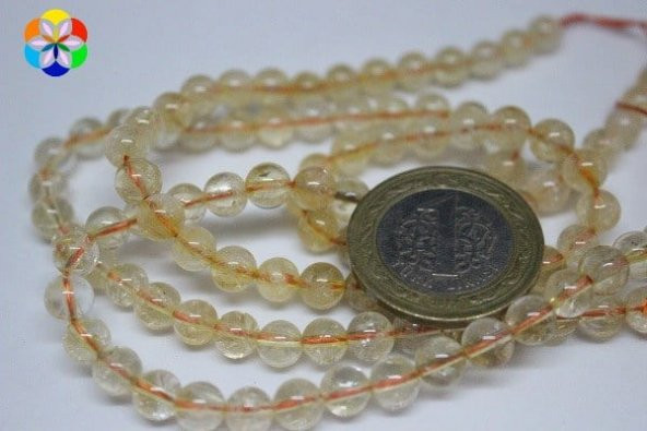 Sitrin Taşı Açık Renk 6mm/adet - Resim 3