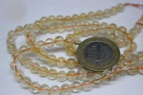 Sitrin Taşı Açık Renk 6mm/adet - Resim 5