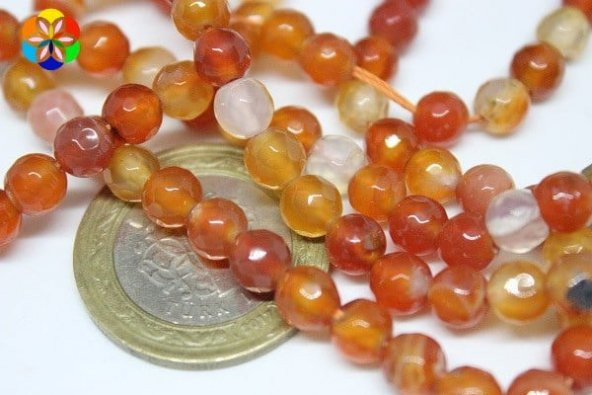 Akik Taşı Faset Kesim 6mm/adet (7445) - Resim 3