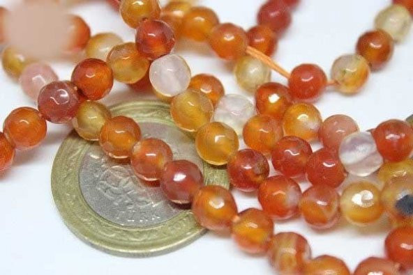 Akik Taşı Faset Kesim 6mm/adet (7445) - Resim 4