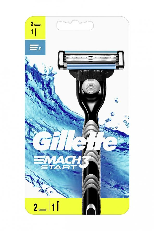 Gillette Mach3 Start Light Razor Makine + 2 Yedek