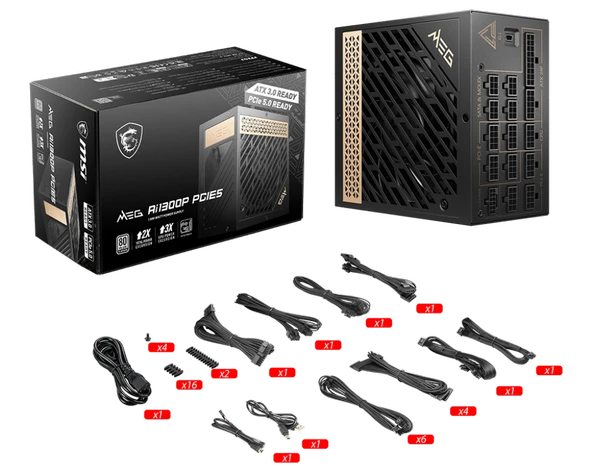 MSI MEG AI1300P PCIE5 1300W 80+ PLATINUM PSU - 5