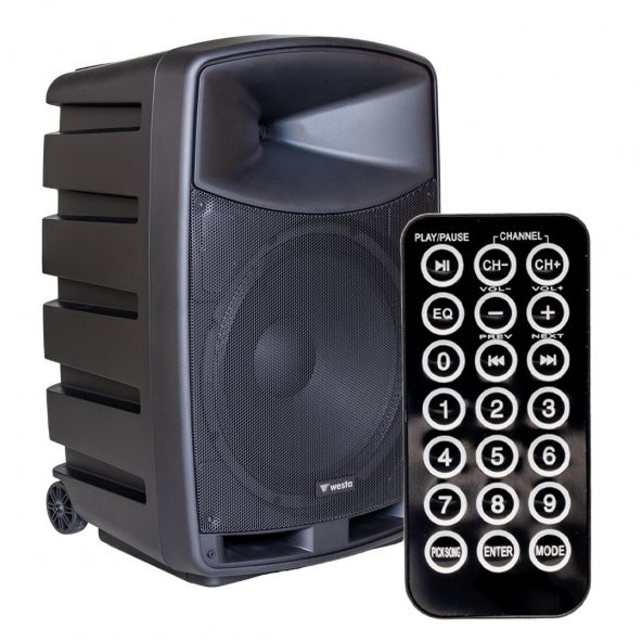WESTA WAP-15505 400 WATT 15 2 YOLLU 2 EL TELSİZ MİKROFONLU BLUETOOTH ÖZELLİKLİ KABİN HOPARLÖR