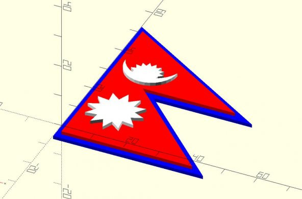Openscadvent Gün 13 - Nepal Bayrağı Plastik Aparat