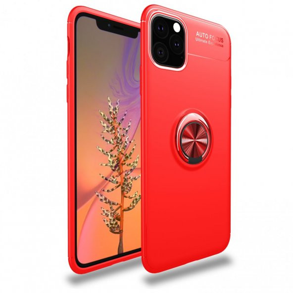 iPhone 11 Pro Kılıf Range Yüzüklü Silikon - Kırmızı