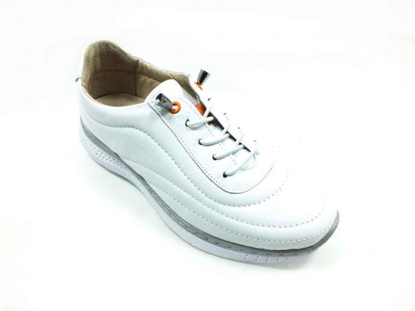 Çarıkçım Hakiki Deri Kadın Ayakkabısı Beyaz 132 KLM-666 - Resim 4