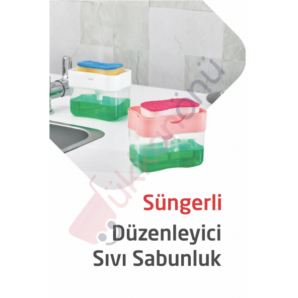 Deterjan Hazneli Otomatik Köpürten Dekoratif Sıvı Sabunluk Sünger Hediyeli