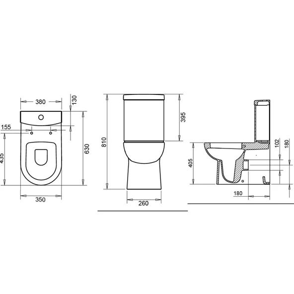 Turavit Omega Beyaz Kanallı Duvara Sıfır Klozet Takımı OMG1303, Nkp İnci Yavaş Kapak - Resim 5