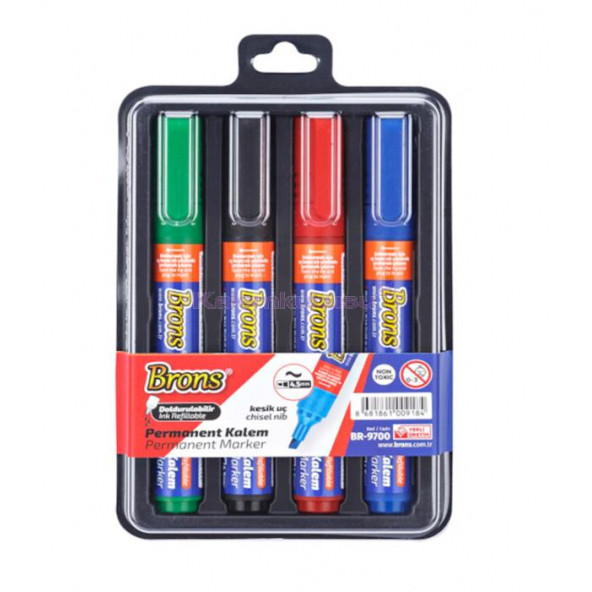 Brons Permanent Marker Kalem Kesik Uç 4 Lü Bls BR-9700