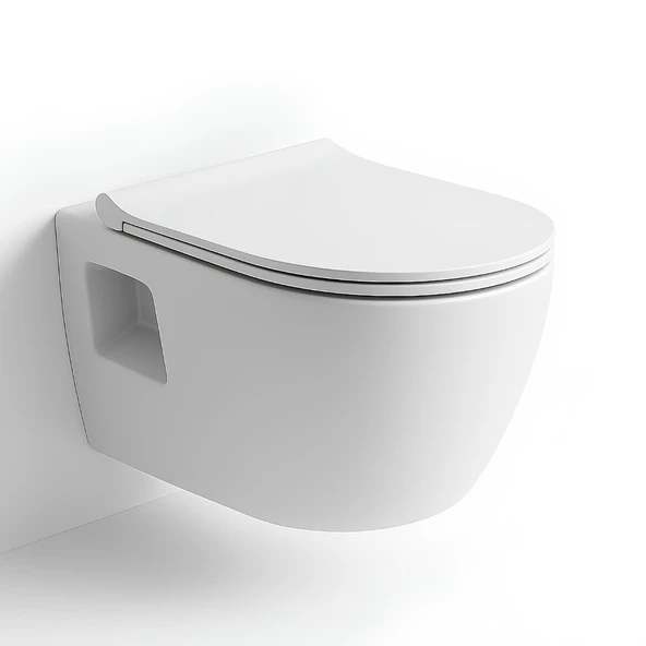 Turavit Rondo Beyaz Kanallı Asma Klozet RND5508, Nkp Grande Yavaş Kapak - Resim 3