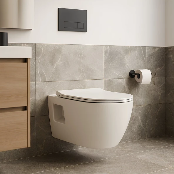 Turavit Rondo Beyaz Kanallı Asma Klozet RND5508, Nkp Grande Yavaş Kapak ürün görseli