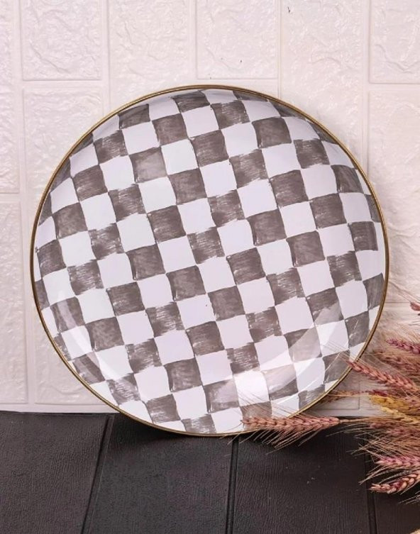 Bambum Damas Emaye Servis Tabağı 26 Cm T4869 - 2