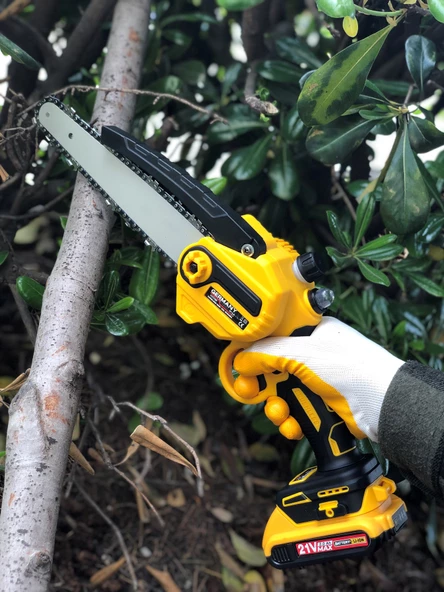 Germany Style 21V Çift Akülü Budama Testeresi En Uzun Palalı 24 Cm Eldiven Gözlük Hediyeli - 4