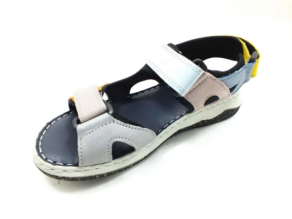 Çarıkçım Hakiki Deri Sandalet Siyah-Sarı 120 2051 - 3