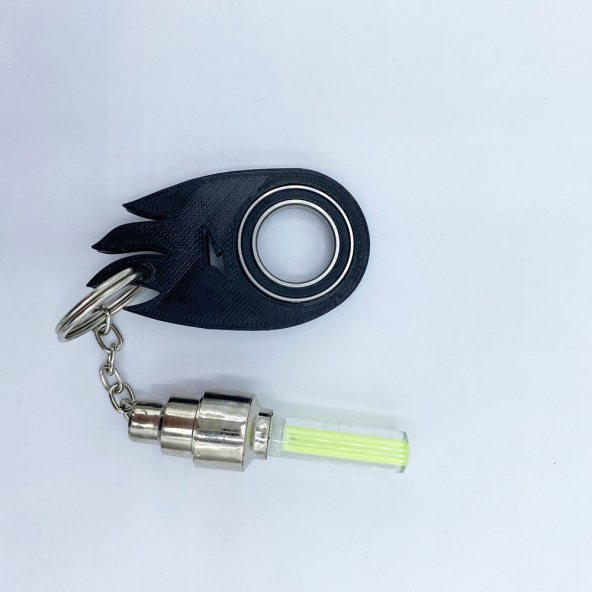 Ateş Şekilli Keyrambit Led Işıklı Dönebilen Anahtarlık Keyrambit Rulmanlı Plastik Model 12 - 4
