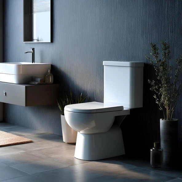 Turavit Alize Beyaz Kanallı Alttan Çıkışlı Klozet Takımı ALZ6003, Nkp İnci Yavaş Kapak - Resim 2