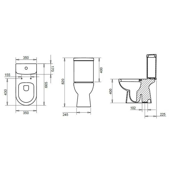 Turavit Alize Beyaz Kanallı Alttan Çıkışlı Klozet Takımı ALZ6003, Nkp İnci Yavaş Kapak - Resim 5