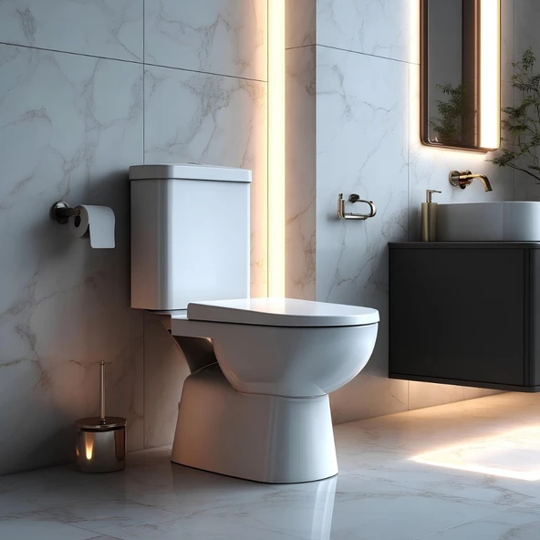 Turavit Alize Beyaz Kanallı Alttan Çıkışlı Klozet Takımı ALZ6003, Nkp İnci Yavaş Kapak ürün görseli